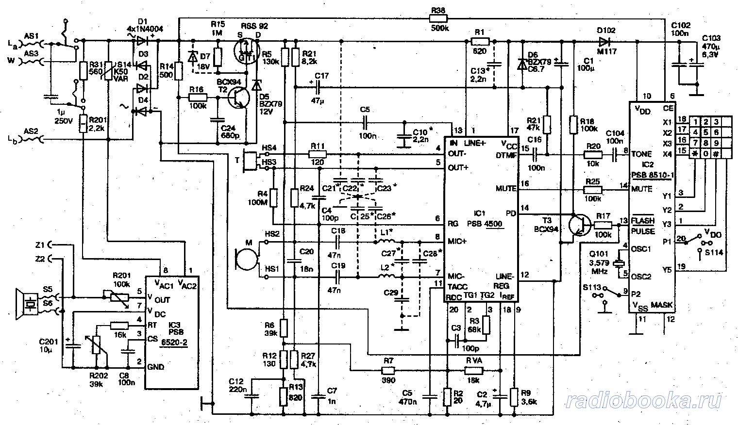Схема телефонного аппарата TAp01Lx