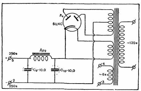 Рис. 61. Схема выпрямителя радиоконструктора.